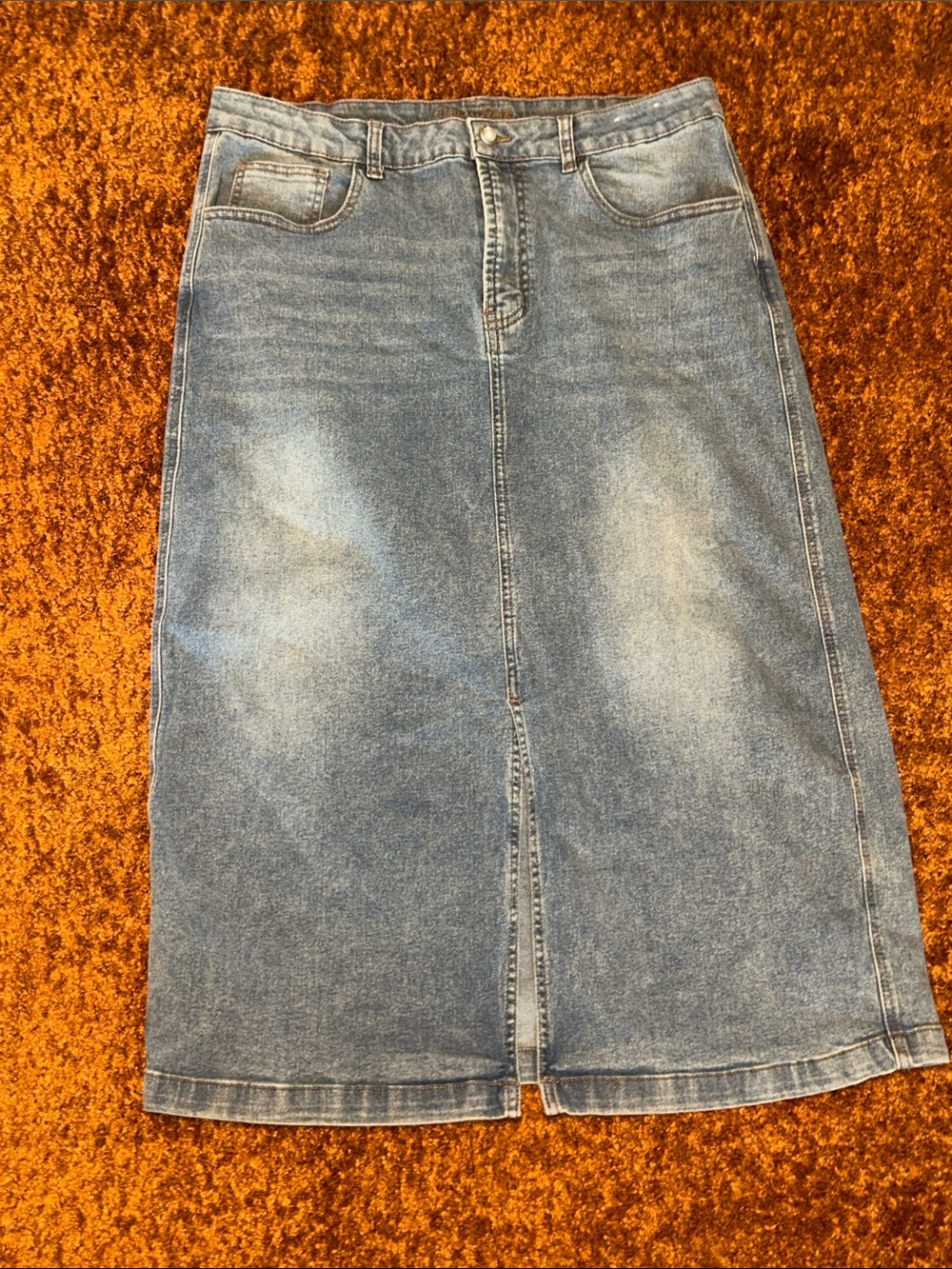 Women's Denim Midi Skirt - Blue